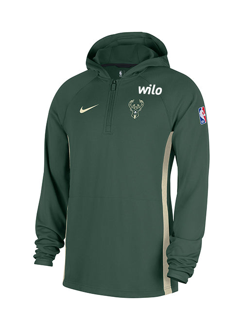 Nike 2025-26 Game Theatre Milwaukee Bucks 1/4 Zip Hooded Sweatshirt-front