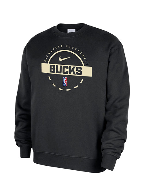 Nike 2025-26 Club Black Milwaukee Bucks Practice Crewneck Sweatshirt-front
