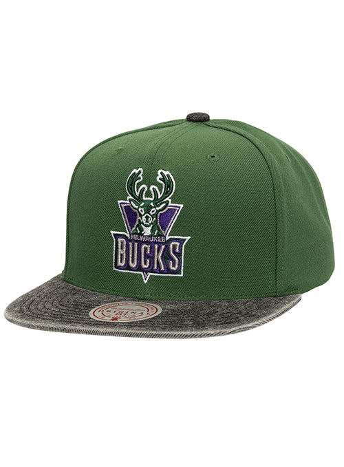 Mitchell & Ness HWC '93 Denim Patchwork Milwaukee Bucks Snapback Hat-front