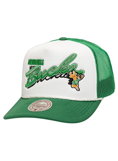 Mitchell & Ness HWC '68 Shadow Milwaukee Bucks Trucker Snapback Hat-front