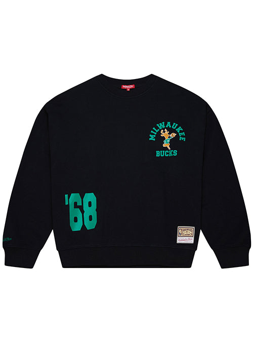 Women's Mitchell & Ness HWC '68 Founded Milwaukee Bucks Crewneck Sweatshirt-front