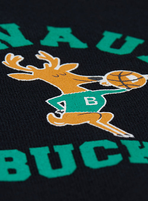 Women's Mitchell & Ness HWC '68 Founded Milwaukee Bucks Crewneck Sweatshirt-closeup 2