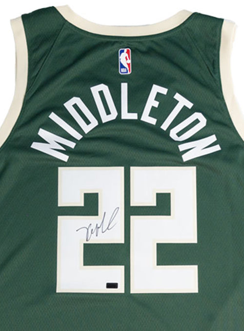 Signed Nike 2022 Icon Edition Khris Middleton Milwaukee Bucks Swingman Jersey-signature