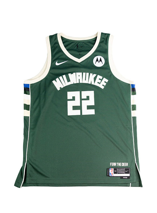 Signed Nike 2022 Icon Edition Khris Middleton Milwaukee Bucks Swingman Jersey-front