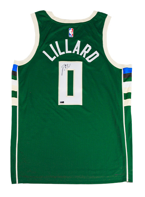 Signed Nike 2022 icon Edition Damian Lillard Milwaukee Bucks Swingman Jersey-back