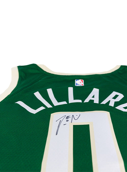 Signed Nike 2022 icon Edition Damian Lillard Milwaukee Bucks Swingman Jersey-signature