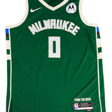 Signed Nike 2022 icon Edition Damian Lillard Milwaukee Bucks Swingman Jersey-front
