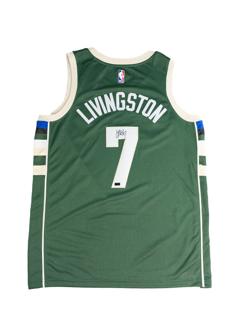 Signed Nike 2022 Icon Edition Chris Livingston Milwaukee Bucks Swingman Jersey-back