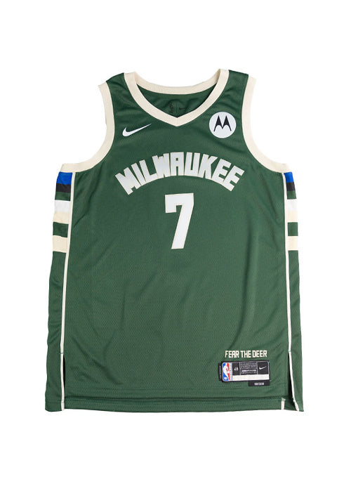 Signed Nike 2022 Icon Edition Chris Livingston Milwaukee Bucks Swingman Jersey-front