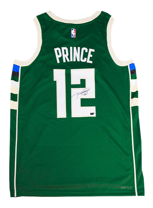 Signed Nike 2022 Icon Edition Taurean Prince Milwaukee Bucks Swingman Jersey-back