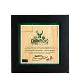 Signed Artsman Brook Lopez Milwaukee Bucks Court Championship Frame 7"x7"