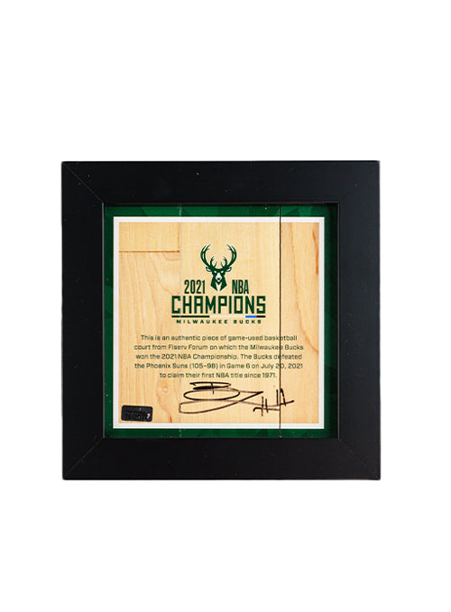 Signed Artsman Brook Lopez Milwaukee Bucks Court Championship Frame 7"x7"