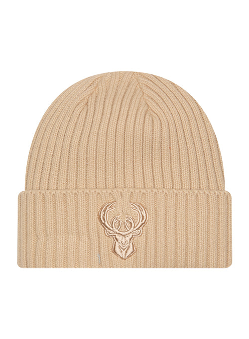 New Era Color Pack Cream Milwaukee Bucks Knit Hat-front