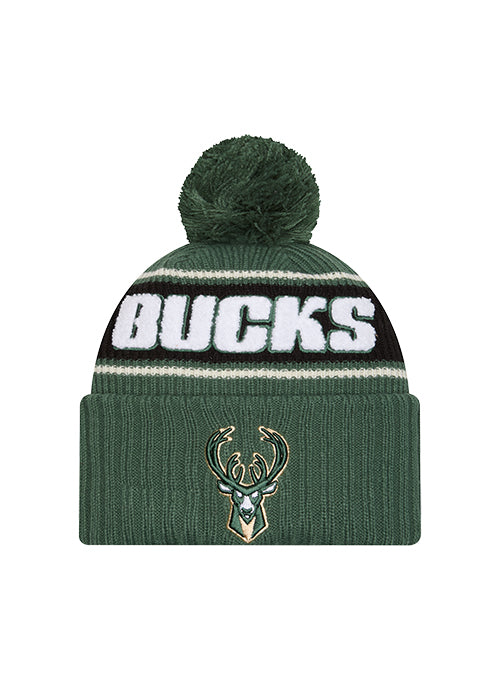 New Era Bold Milwaukee Bucks Pom Knit Hat-front
