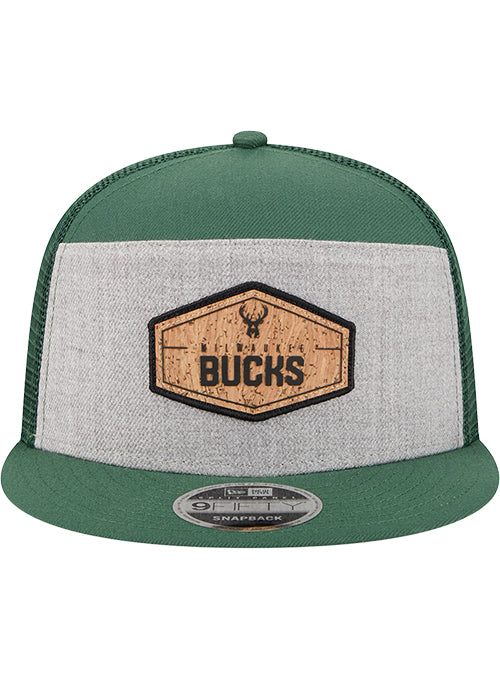 New Era 9Fifty Seven-Panel Cork Milwaukee Bucks Snapback Hat-front