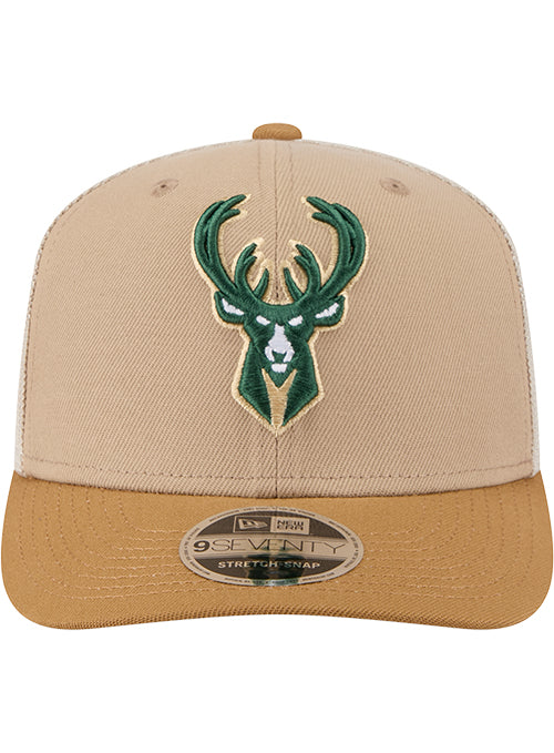 New Era 9Seventy 2-Tone Snap-Stretch Milwaukee Bucks Adjustable Trucker Hat-front