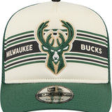 New Era 9FIfity A-Frame Banner Milwaukee Bucks Trucker Snapback Hat-front