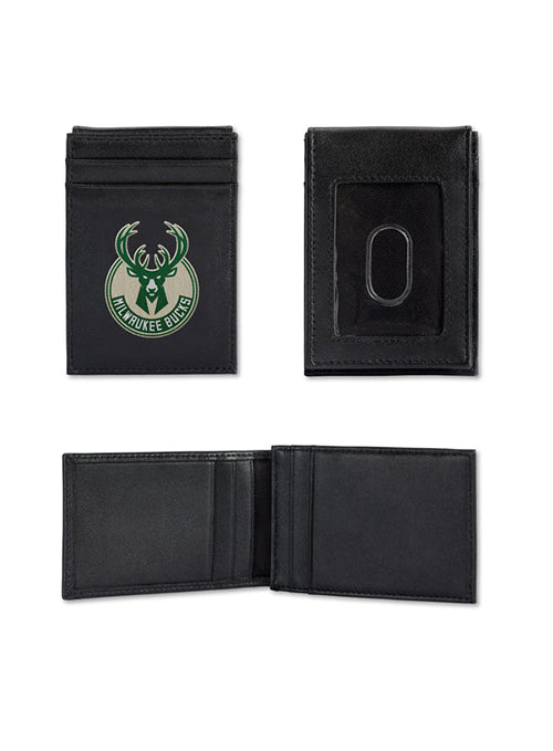 Rico Leather Black Milwaukee Bucks Front Pocket Wallet
