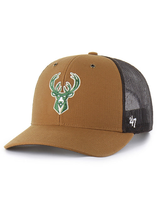 '47 Brand x Carhartt Brown Milwaukee Bucks Trucker Snapback Hat-left