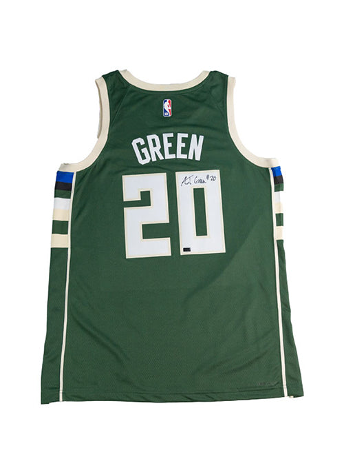 Signed Nike 2022 Icon Edition AJ Green Milwaukee Bucks Swingman Jersey=back