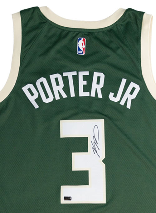 Signed Nike 2022 Icon Edition Kevin Porter Jr. Milwaukee Bucks Swingman Jersey-signature