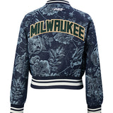 Women's Pro Standard Denim Rose Milwaukee Bucks Cropped Jacket-back