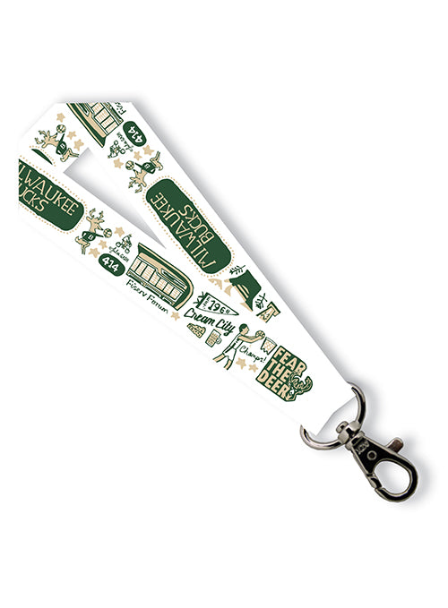 All Over Print Satin Wristlet Milwaukee Bucks Lanyard