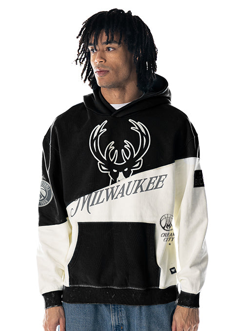 Bucks In Six x The Wild Collective Black Slash Milwaukee Bucks Hooded Sweatshirt
