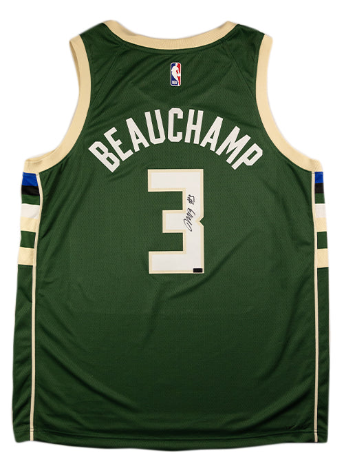 Authentic Signed Nike Icon Edition Marjon Beauchamp Milwaukee Bucks Swingman Jersey-back
