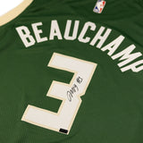 Authentic Signed Nike Icon Edition Marjon Beauchamp Milwaukee Bucks Swingman Jersey-close up