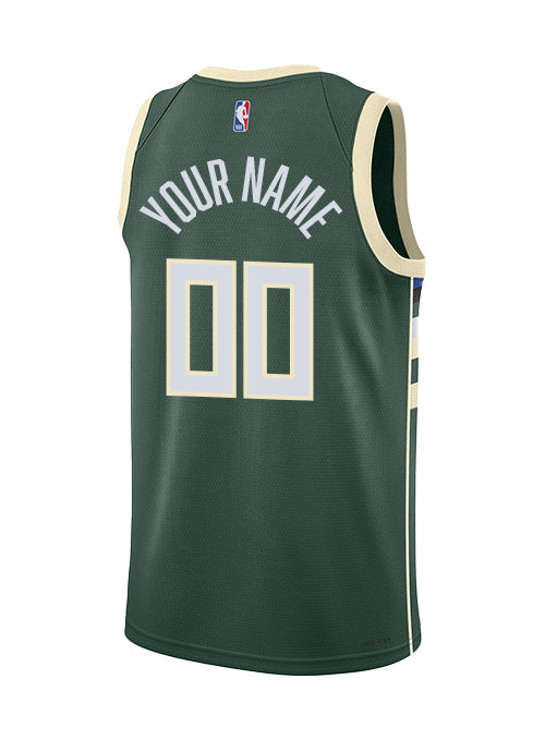 Nike 2022 Icon Edition Custom Milwaukee Bucks Swingman Jersey-back