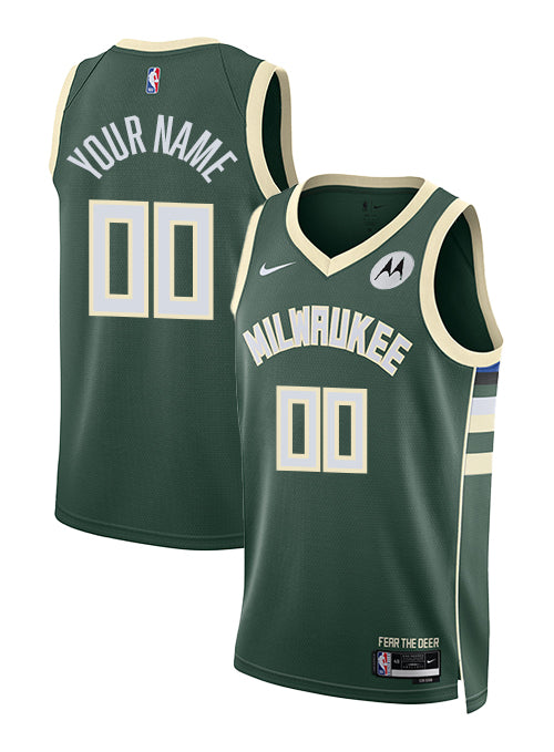 Nike 2022 Icon Edition Custom Milwaukee Bucks Swingman Jersey-collage