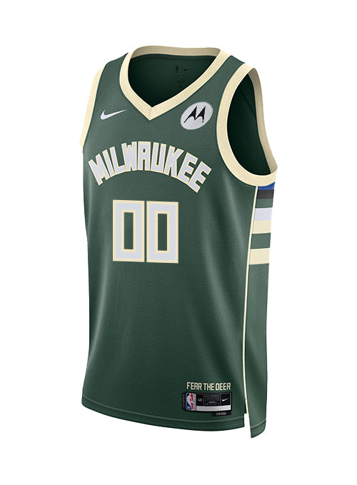 Nike 2022 Icon Edition Custom Milwaukee Bucks Swingman Jersey-front