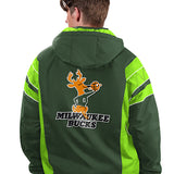 Starter Nylon Force Green Milwaukee buck 1/2 Snap Pullover Jacket-back