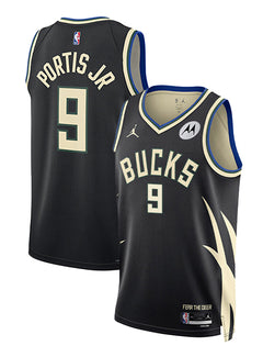 Jordan 2022 Statement Edition Bobby Portis Milwaukee Bucks Swingman Jersey- front & back