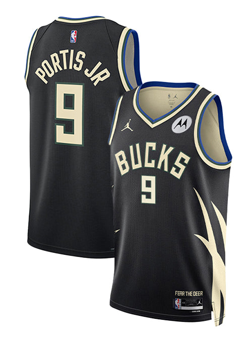 Jordan 2022 Statement Edition Bobby Portis Milwaukee Bucks Swingman Jersey- front & back