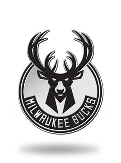 Rico Industries Global Milwaukee Bucks Auto Emblem in Silver - Front View