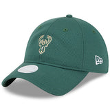Women's New Era 9Twenty Dash Milwaukee Bucks Adjustable Hat In Green - Angled Left Side View