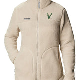 Women's Columbia West Bend Sherpa Milwaukee Bucks Full Zip Jacket In Tan - Front View