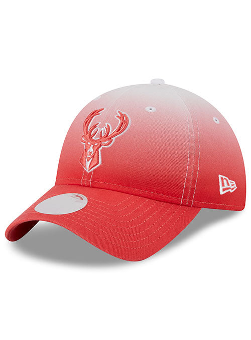 Women's New Era 9Twenty Color Pack Ombre Red Milwaukee Bucks Adjustable Hat in Red - Angled Left Side View