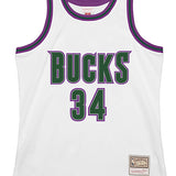 Mitchell & Ness Hardwood Classics Ray Allen 1996 Milwaukee Bucks Swingman Jersey In White - Front View