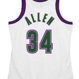 Mitchell & Ness Hardwood Classics Ray Allen 1996 Milwaukee Bucks Swingman Jersey In White - Back View