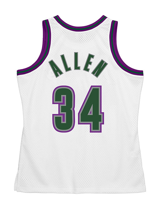Mitchell & Ness Hardwood Classics Ray Allen 1996 Milwaukee Bucks Swingman Jersey In White - Back View