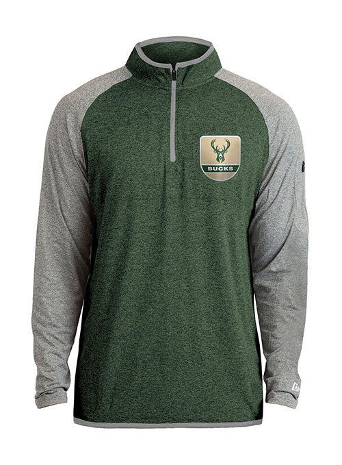 New Era Raglan Shield Milwaukee Bucks 1/4 Zip Pullover