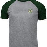 Profile Big & Tall Grey Milwaukee Bucks Raglan T-Shirt In Grey & Green - Front View