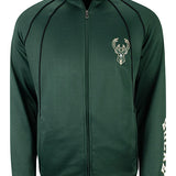 Big & Tall Fanatics Track Piping Milwaukee Bucks Full Zip Jacket In Green - Front View