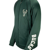 Big & Tall Fanatics Track Piping Milwaukee Bucks Full Zip Jacket In Green - Left Side View