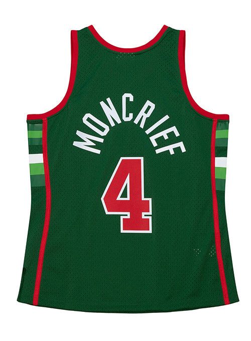 Mitchell & Ness HWC 1983 Sidney Moncrief Milwaukee Bucks Swingman Jersey In Green, Red & White - Back View
