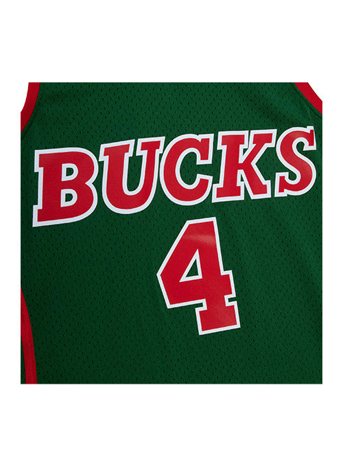 Mitchell & Ness HWC 1983 Sidney Moncrief Milwaukee Bucks Swingman Jersey In Green, Red & White - Zoom View On Front