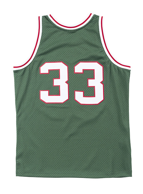 Mitchell & Ness Hardwood Classics 1970 Kareem Abdul-Jabbar Milwaukee Bucks Swingman Jersey In Green - Back View
